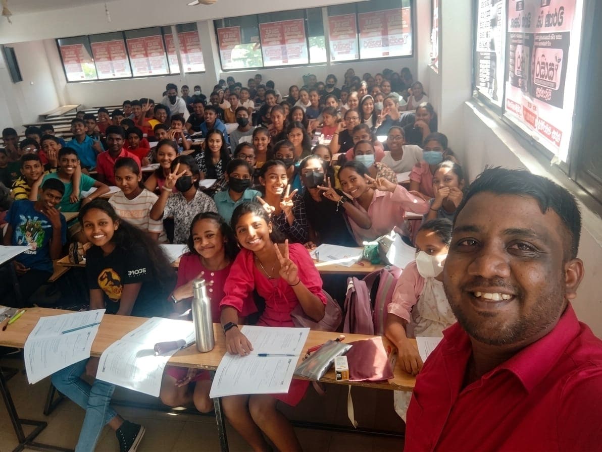 Ranuka Sir with students after a Grade 11 maths paper class